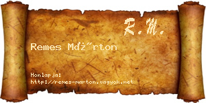 Remes Márton névjegykártya